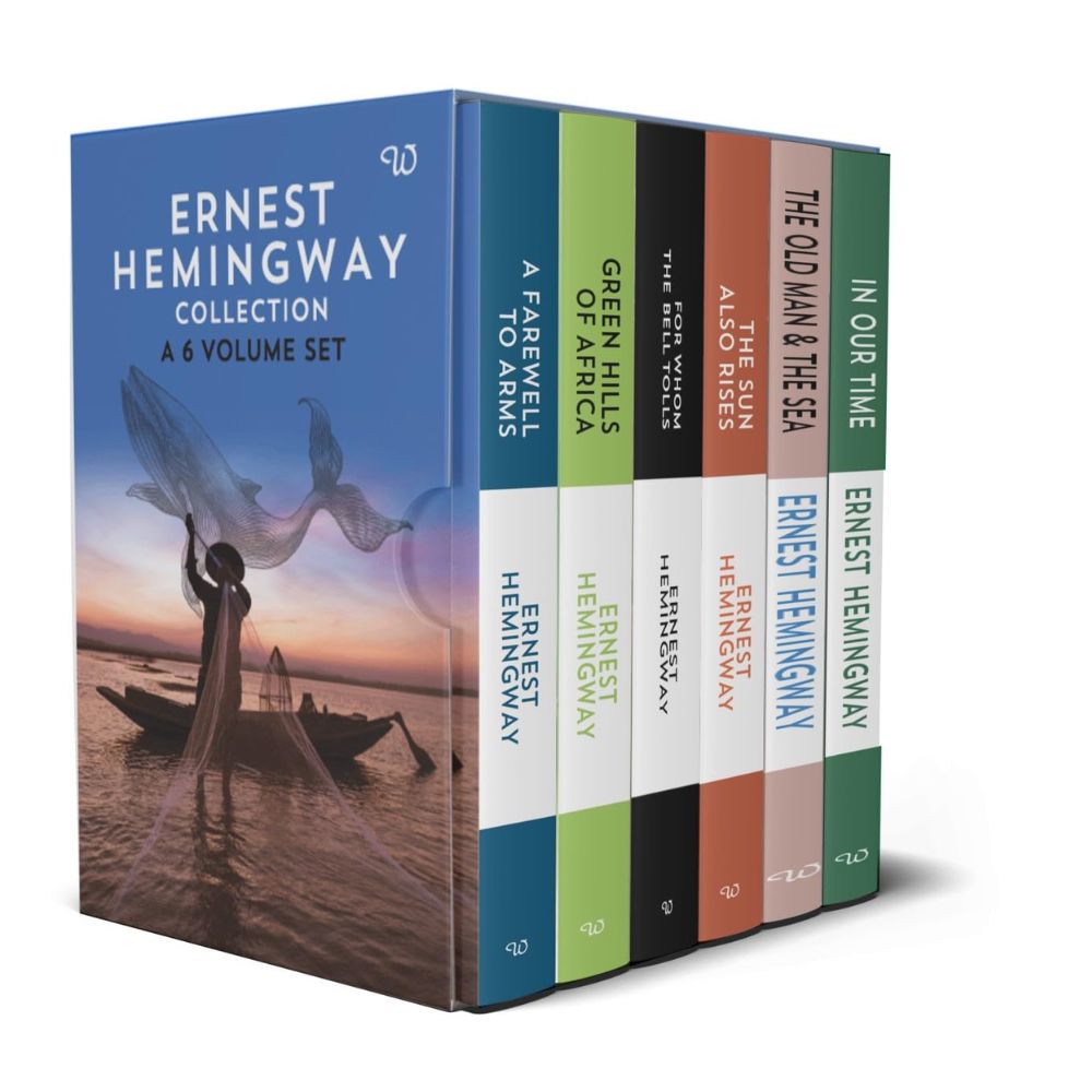 Ernest Hemingway Collection 6 book set (For Whom The Bell Tolls, A Farewell To Arms, Green Hills Of Africa, The Old & The Sea, In Our Time, The Sun Also Rises)