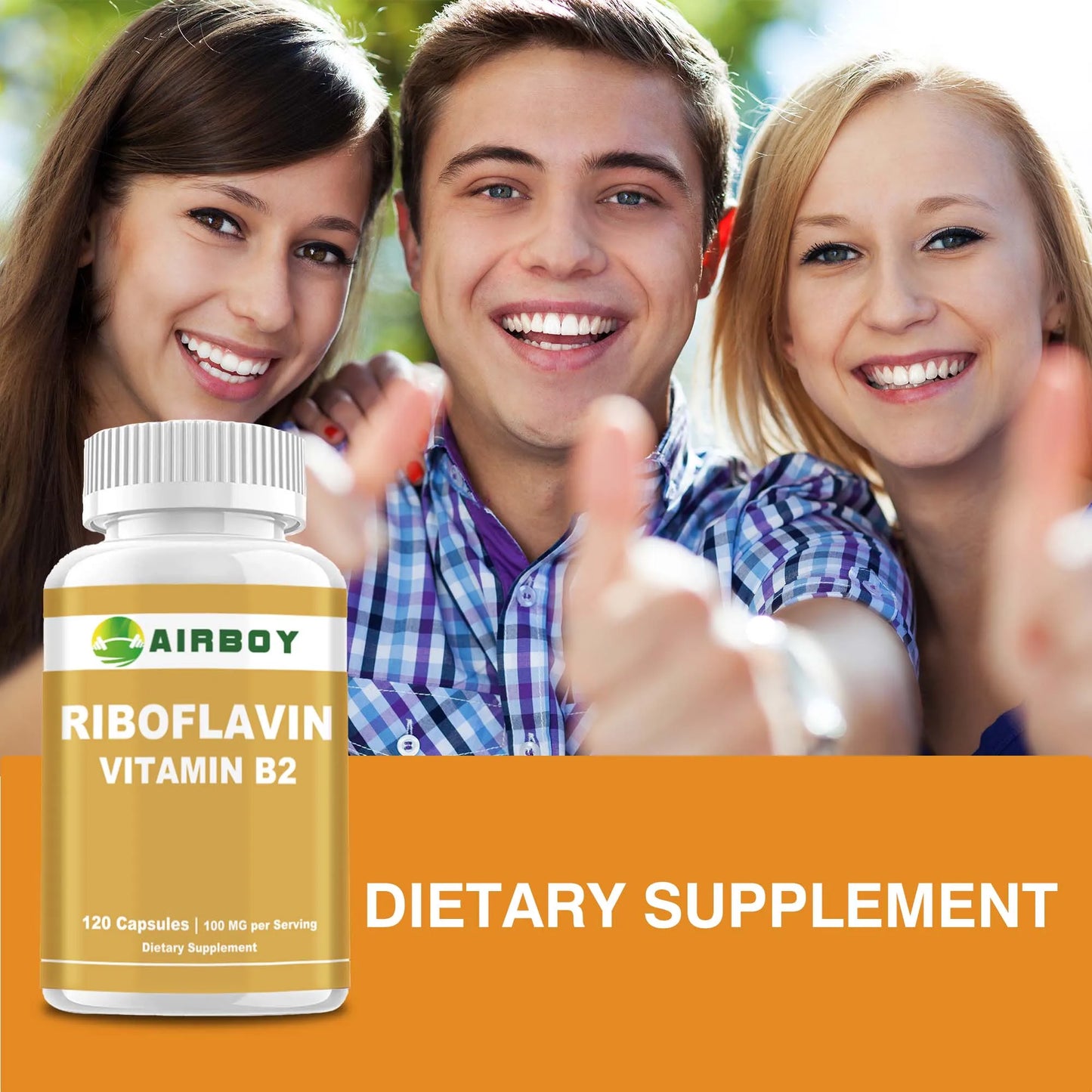 Riboflavin Vitamin B2 - Promotes Cellular Energy Production, Supports Skin Health - 120 Capsules