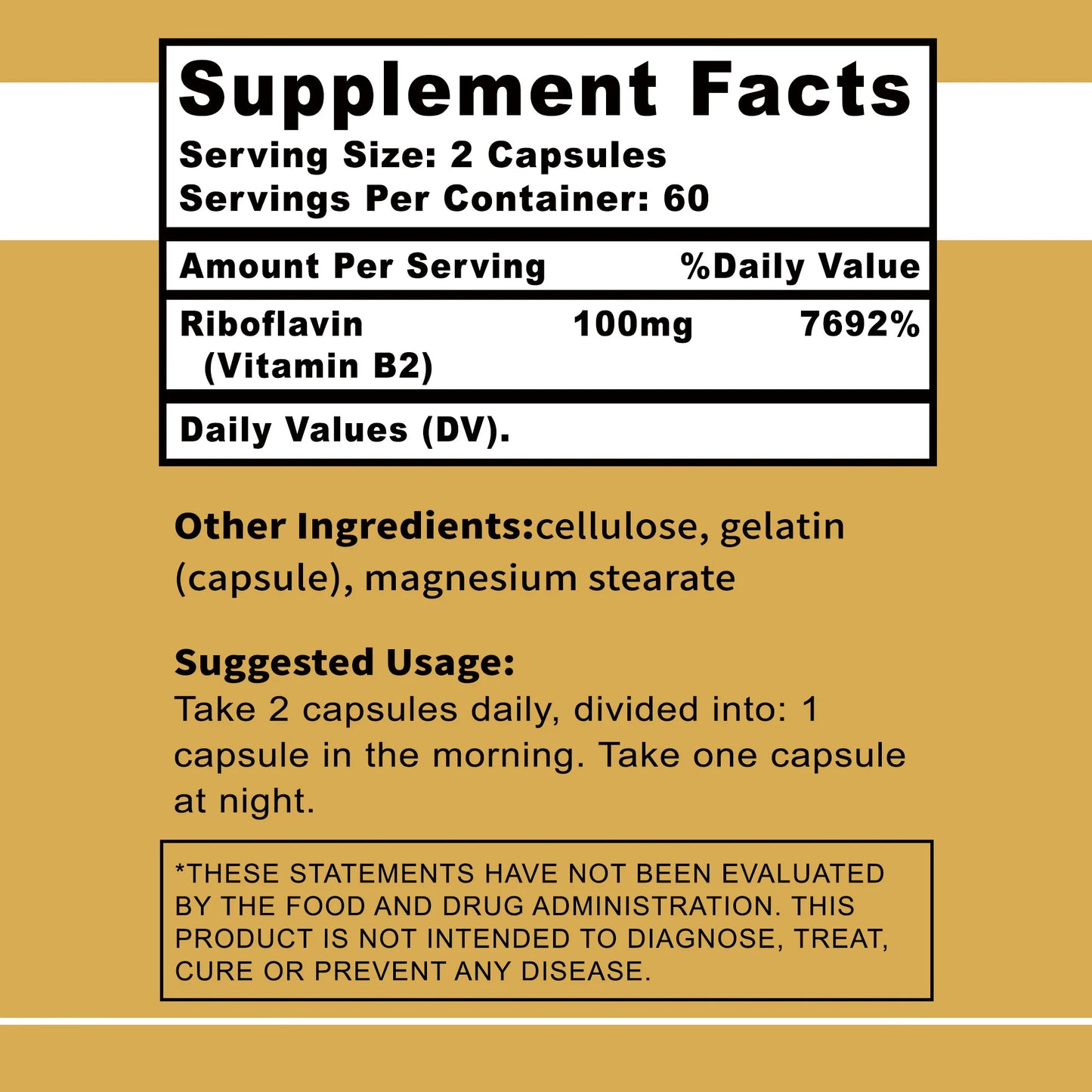 Riboflavin Vitamin B2 - Promotes Cellular Energy Production, Supports Skin Health - 120 Capsules