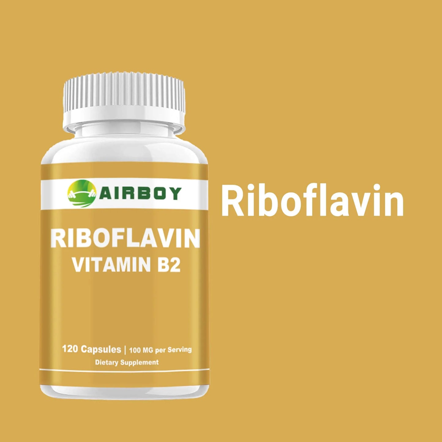 Riboflavin Vitamin B2 - Promotes Cellular Energy Production, Supports Skin Health - 120 Capsules