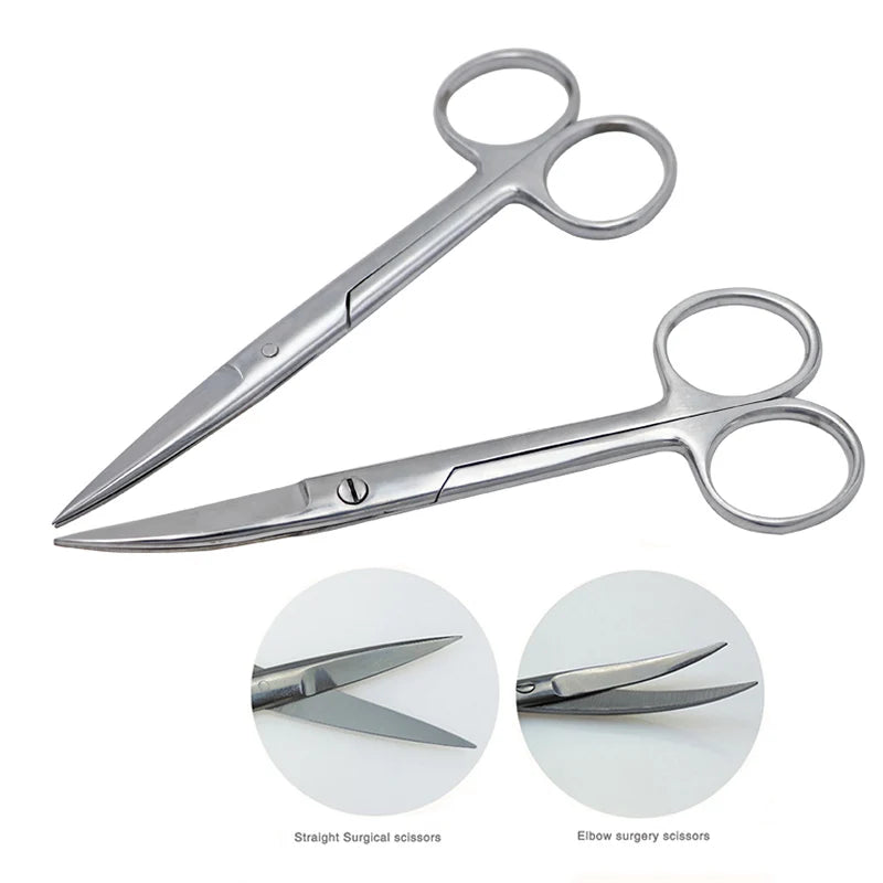 14cm/16cm/18cm Straight Curved Tip Head Stainless Steel Surgical Scissors Forceps Medical Tools for Dental Clinic