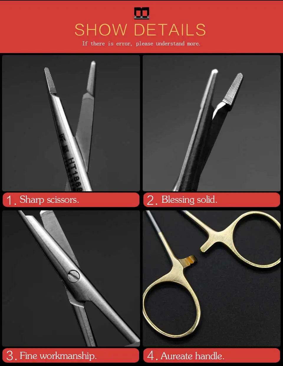 Meedle holder With scissors Aureate handle Cosmetic and plastic surgery instruments and tools Medical surgery