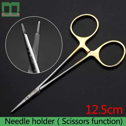 Meedle holder With scissors Aureate handle Cosmetic and plastic surgery instruments and tools Medical surgery