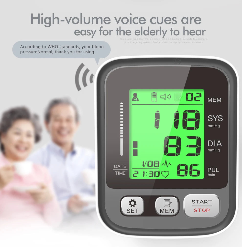 KIUZOU Upper Arm Automatic Blood Pressure Monitor BP Sphygmomanometer Pressure Meter Tonometer for Measuring Arterial Pressure