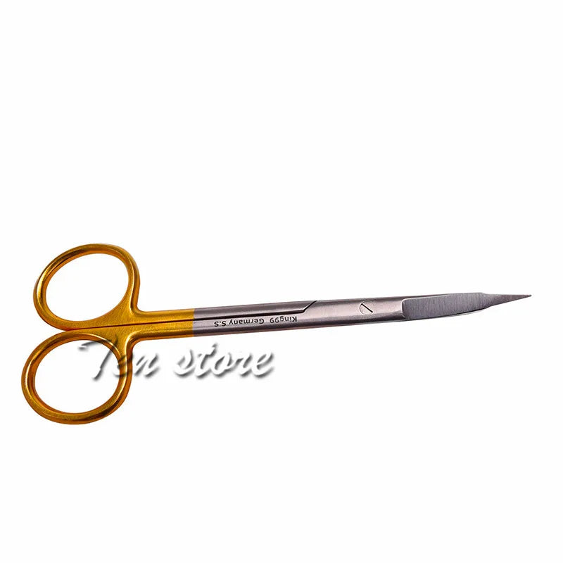 13cm Gold Handle Stainless Steel Scissors Straight Curved Surgical Suture Double Eyelid Scissors