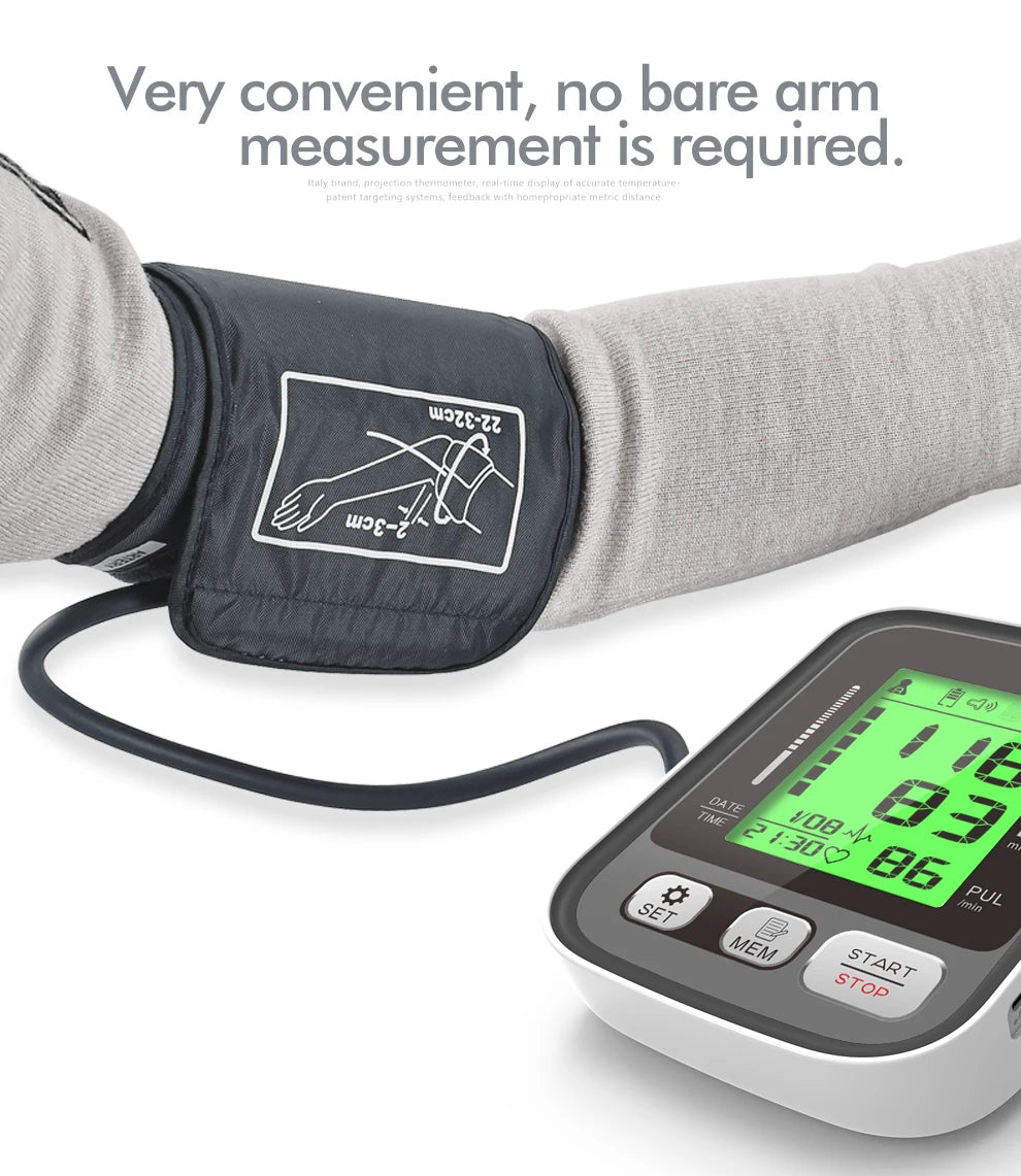 KIUZOU Upper Arm Automatic Blood Pressure Monitor BP Sphygmomanometer Pressure Meter Tonometer for Measuring Arterial Pressure