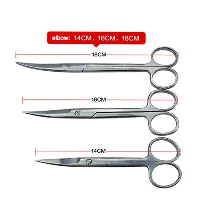 14cm/16cm/18cm Straight Curved Tip Head Stainless Steel Surgical Scissors Forceps Medical Tools for Dental Clinic