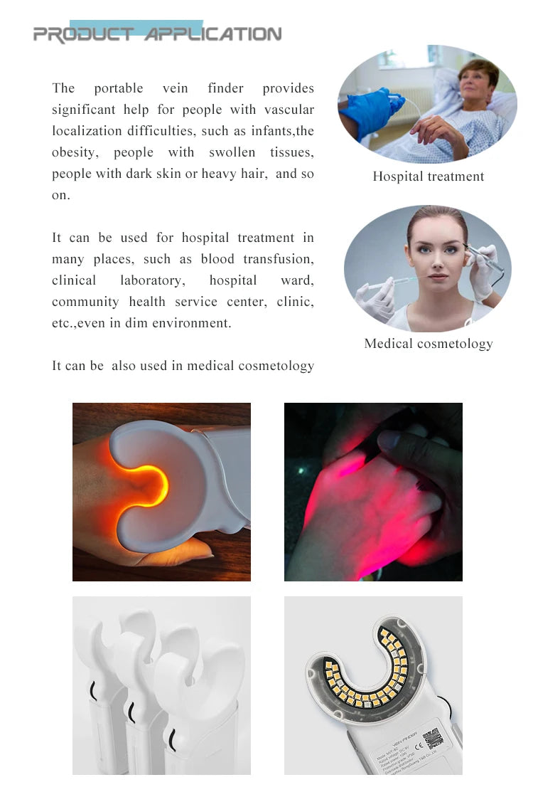 Hand-held portable LED Vein finder viewer Venous blood vessels transilluminator Medical cosmetic instrument