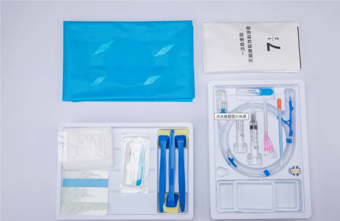 Medical disposable central venous catheter set with single lumen, double lumen, and three lumen