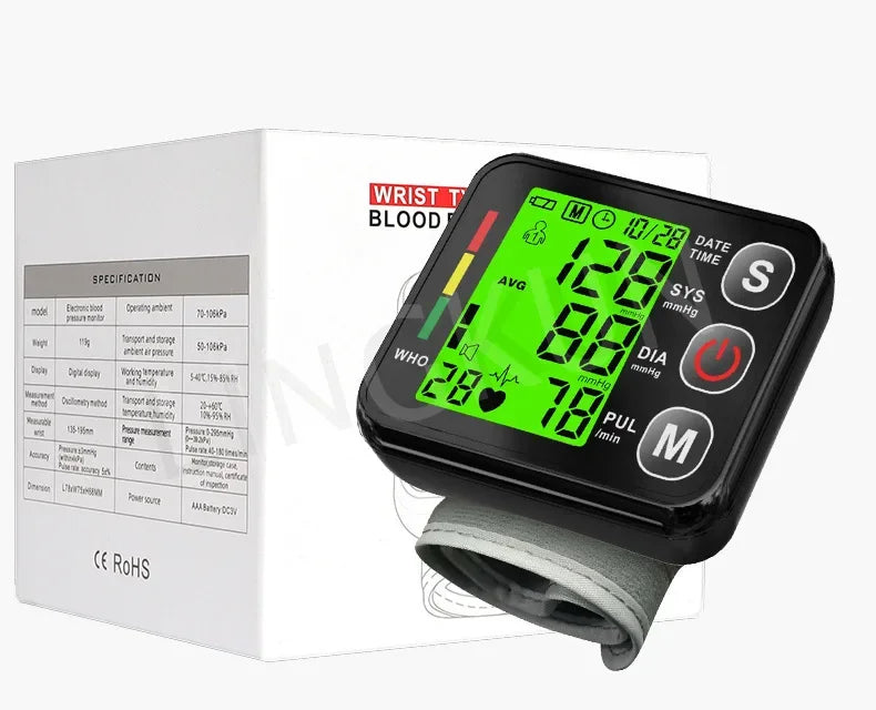 Electronic Bp Monitors High Accurate BP Monitors English Voice Wrist Blood Pressure Monitor Tonometer Digital Sphygmomanometer