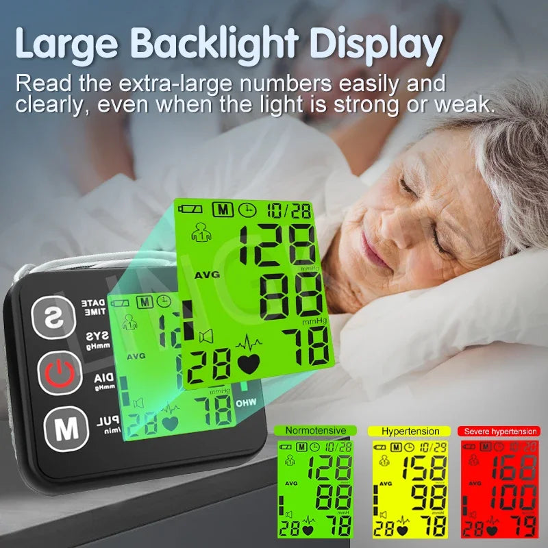 Electronic Bp Monitors High Accurate BP Monitors English Voice Wrist Blood Pressure Monitor Tonometer Digital Sphygmomanometer