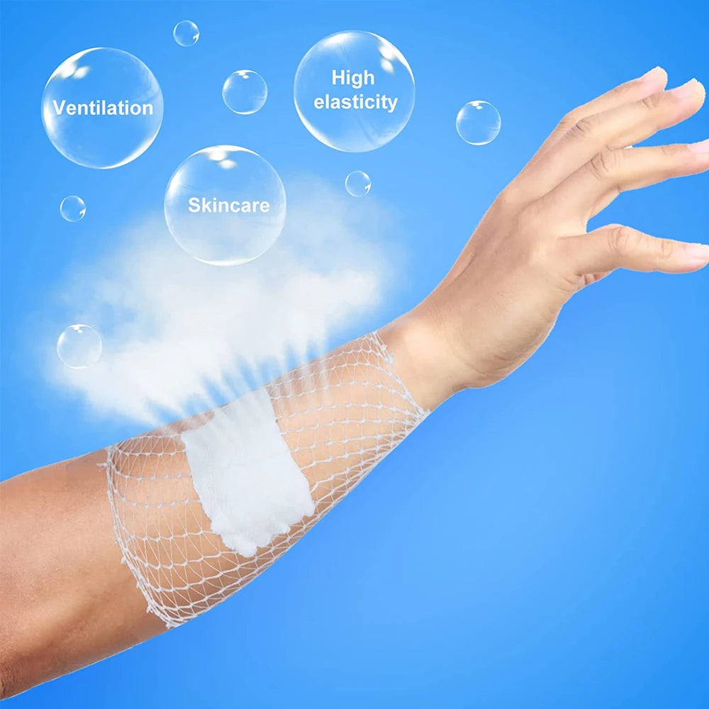 1Roll Elastic Net Dressing Tubular Bandage Non Woven Fabric Breathable Wound Dressing Stretch Bandage for Thumb Toes