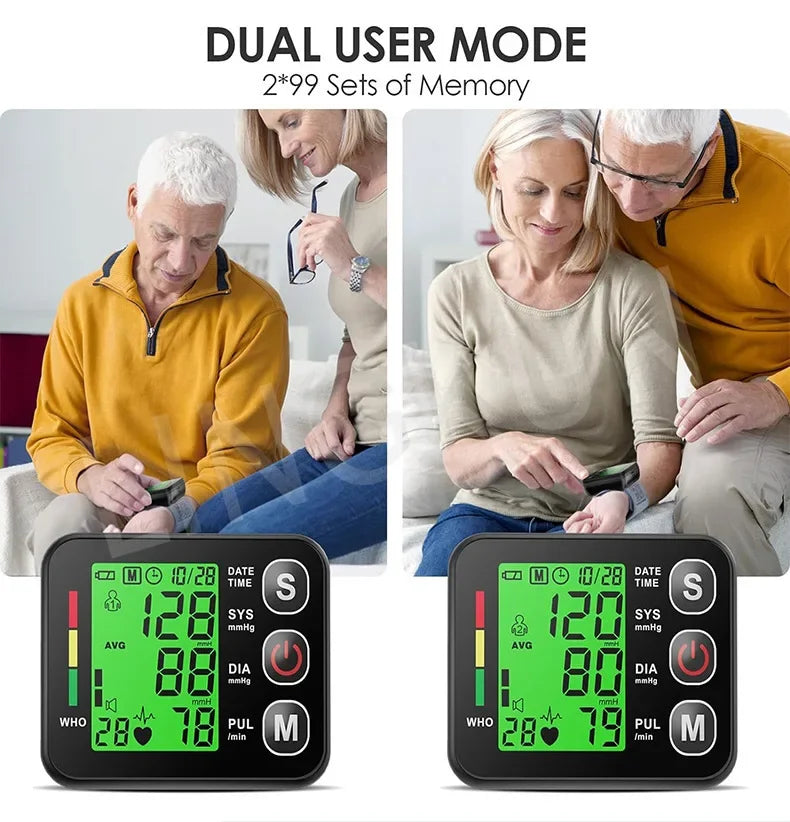 Electronic Bp Monitors High Accurate BP Monitors English Voice Wrist Blood Pressure Monitor Tonometer Digital Sphygmomanometer