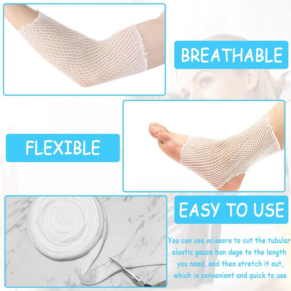 1 Roll Fix Net Tubular Bandage Elastic Net Dressing Breathable Tubular Gauze Stretch Bandage for Wrist Forearm Elbow Wound
