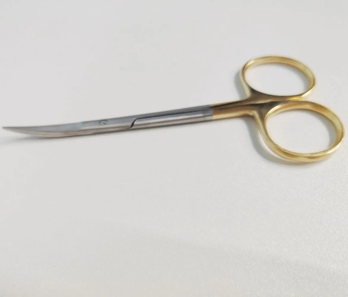5PcDental Surgical Scissors Straight/Curved Tip11.5cm Stainless Steel Gold Plated Handle Dentistry Lab Medical Orthodontic Tools