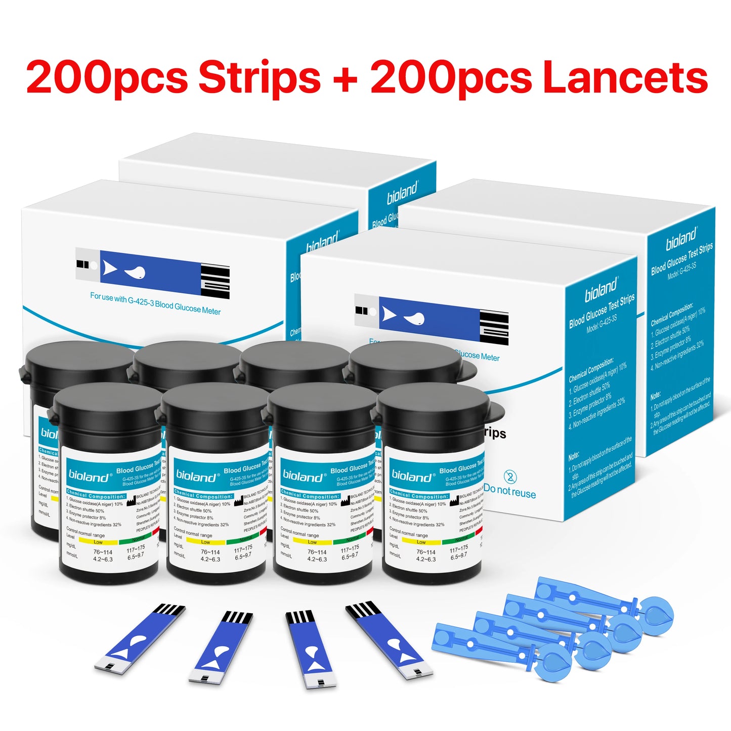bioland Blood Glucose Meter G-425-2 test strips replacement Glucometer Diabetes Medical Lancets digital glucometer complete suit
