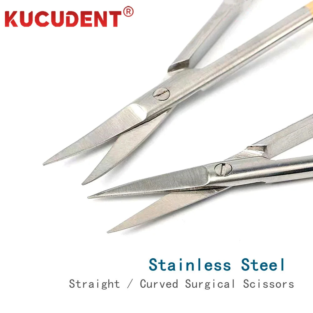 1Set Dental Micro Surgical Scissors Steel Medical Instrument Dissecting Tissue Cutting Plier Straight Curved Head Dentist Tools