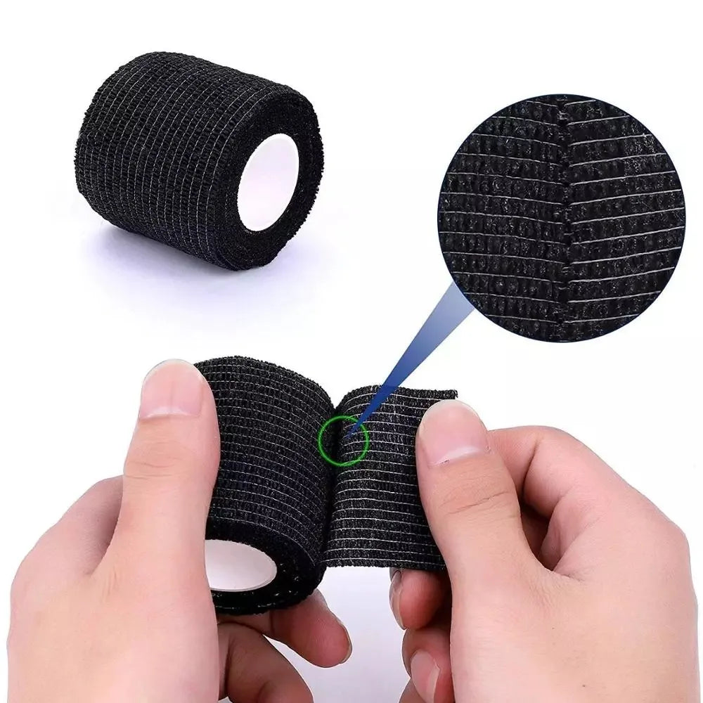 6/12/24 pcs Black Sports Self-adhesive Bandage Gauze Breathable Elastic Bandage To Fix Fingers Wrists Tape Knee Tape Aid Kit