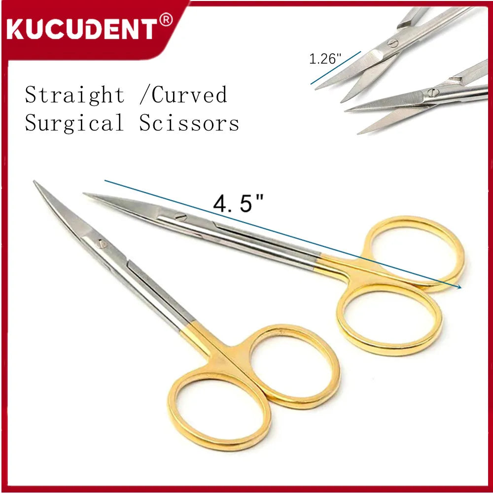 1Set Dental Micro Surgical Scissors Steel Medical Instrument Dissecting Tissue Cutting Plier Straight Curved Head Dentist Tools