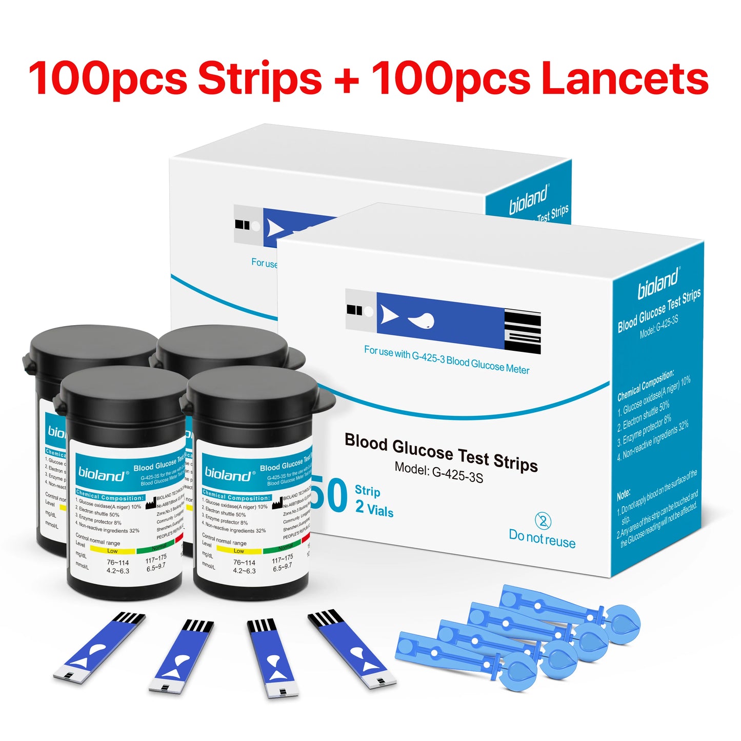 bioland Blood Glucose Meter G-425-2 test strips replacement Glucometer Diabetes Medical Lancets digital glucometer complete suit