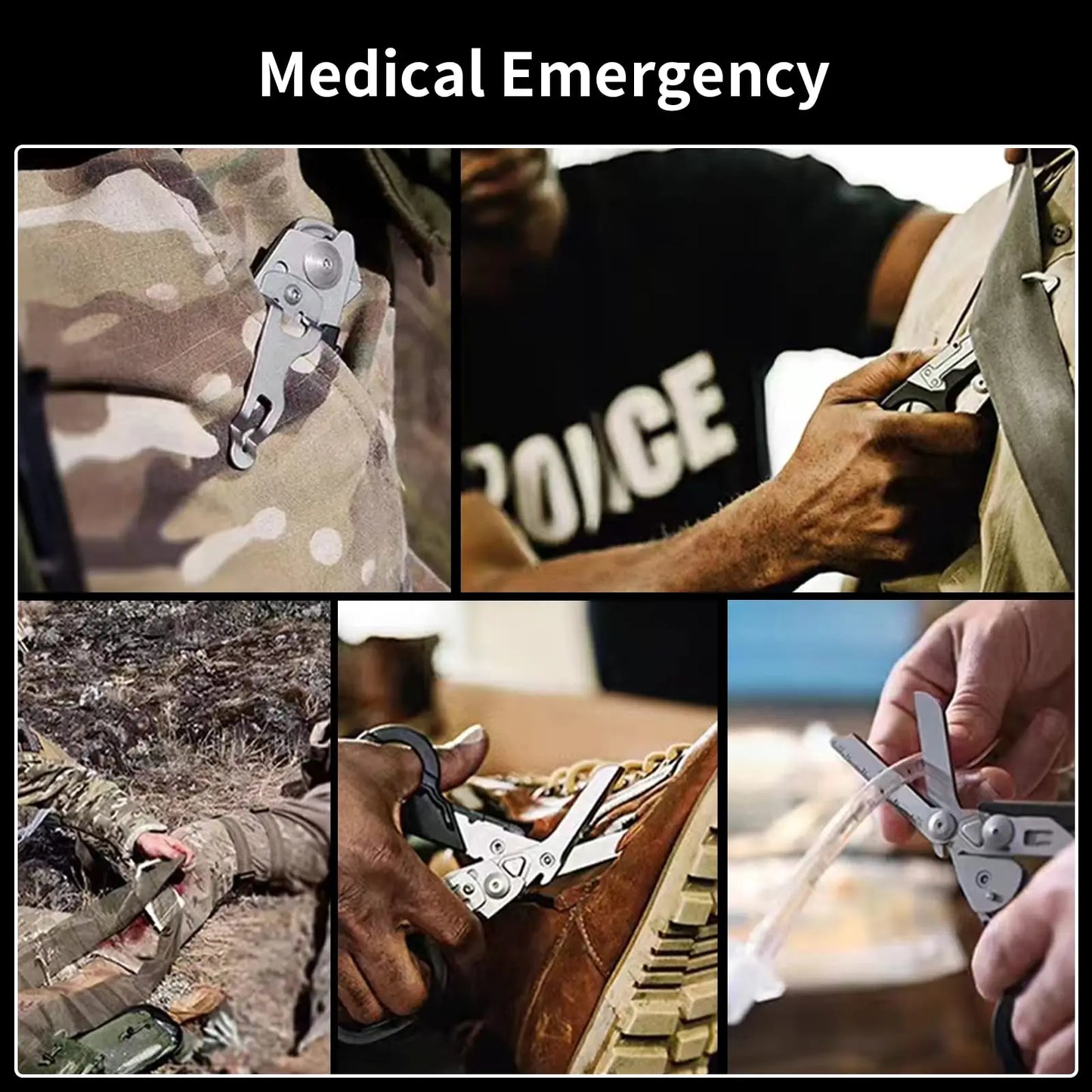 Emergency Medical Trauma Scissors Outdoor Camping Rescue Scissors Stainless Steel Multifunctional Folding Tactical Scissors
