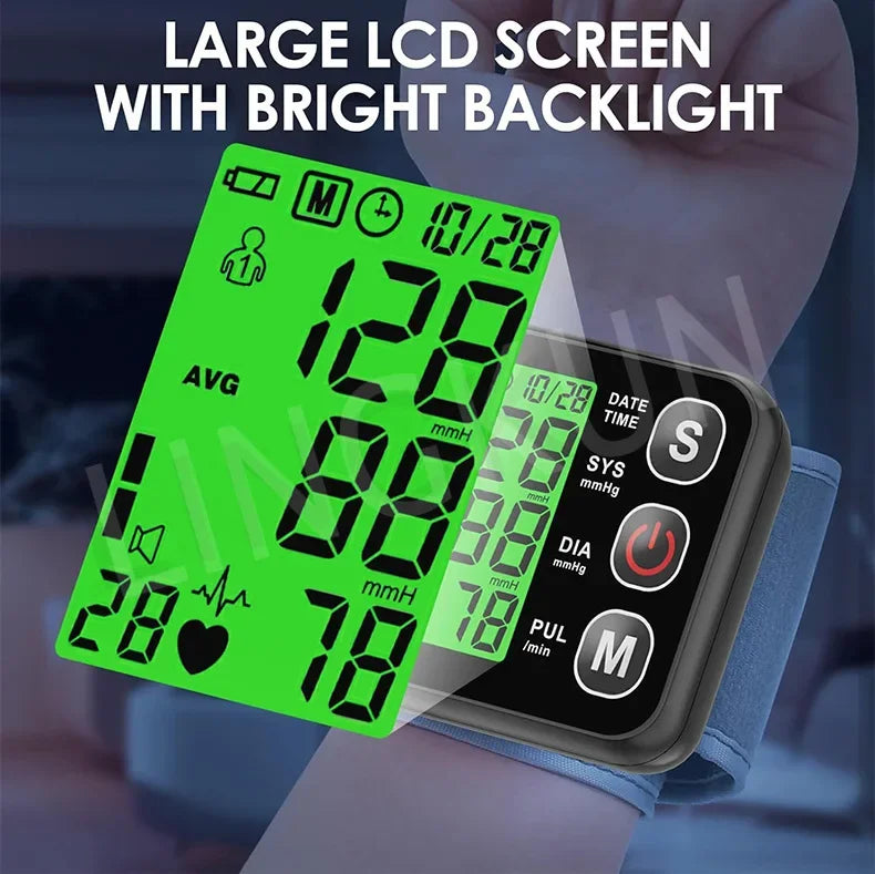 Electronic Bp Monitors High Accurate BP Monitors English Voice Wrist Blood Pressure Monitor Tonometer Digital Sphygmomanometer