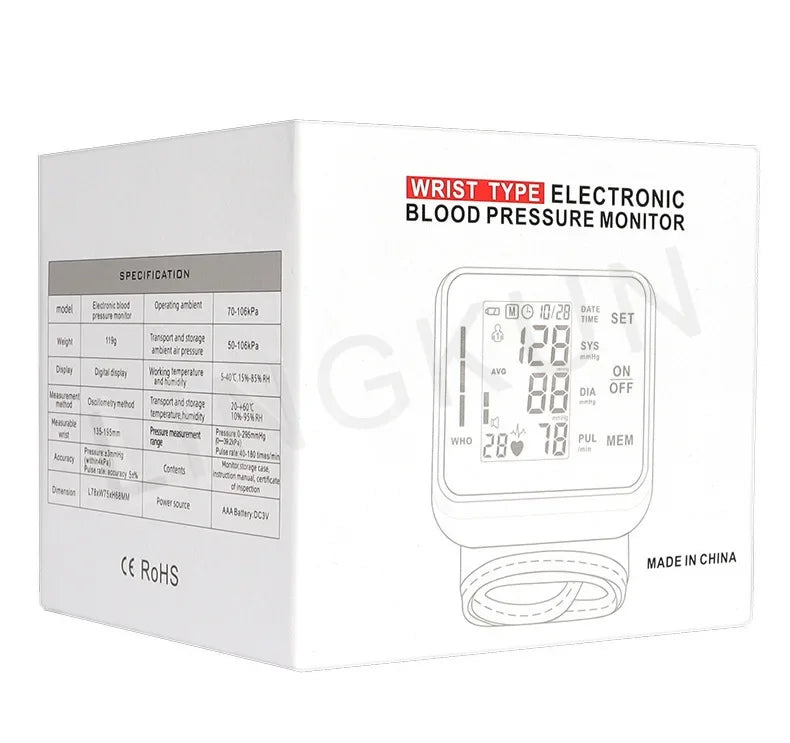 Electronic Bp Monitors High Accurate BP Monitors English Voice Wrist Blood Pressure Monitor Tonometer Digital Sphygmomanometer