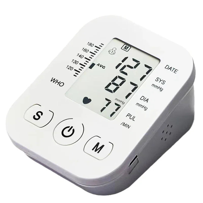 LCD Portable Health Care Pulse Meter BP Monitor Automatic Digital Arm Blood Pressure Monitor Tonometer Meter Sphygmomanometer