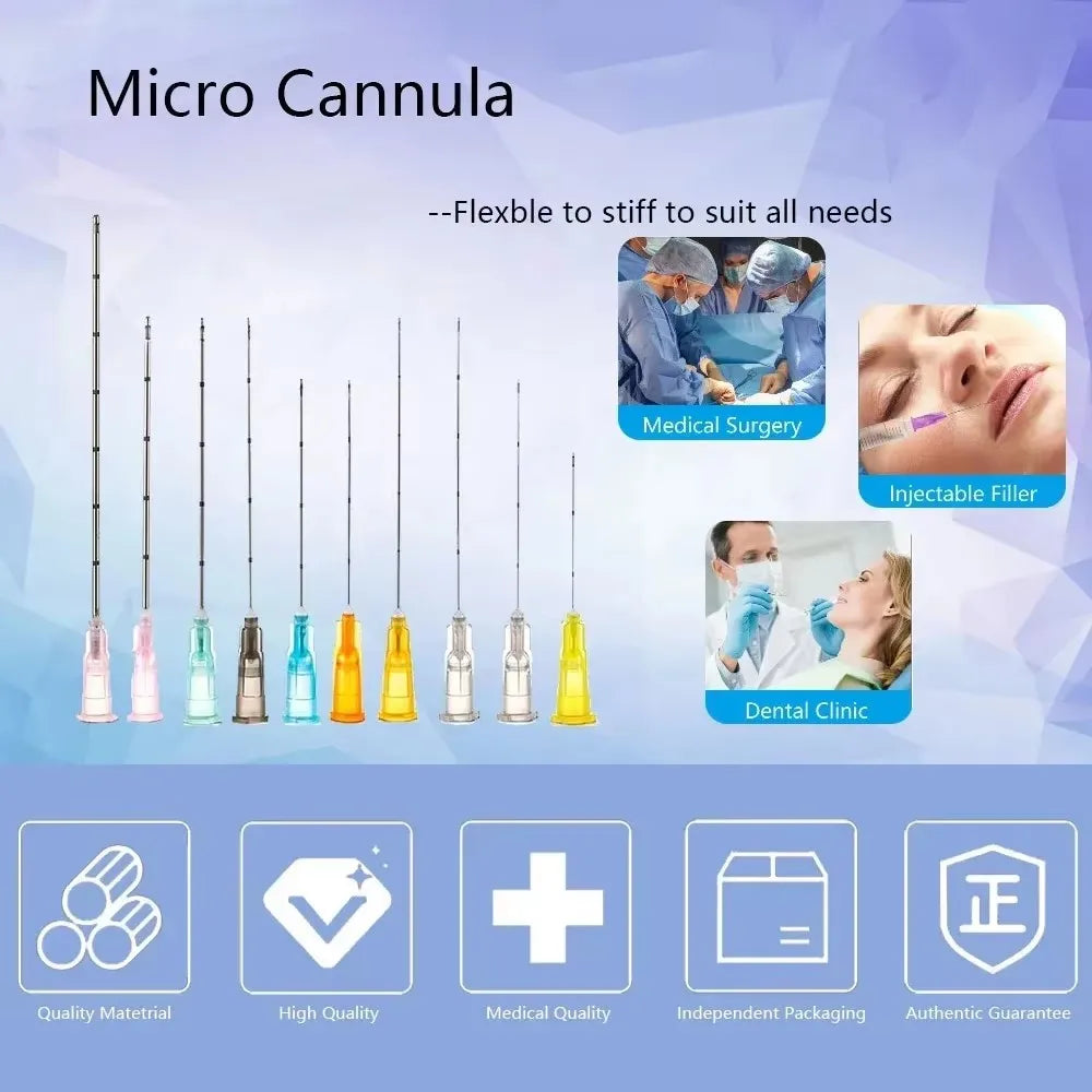 100pcs Blunt-tip cannula 14G 18G 90MM 100MM uric acid facial filling nasal mico blunt cannula Body Piercing Tattoo