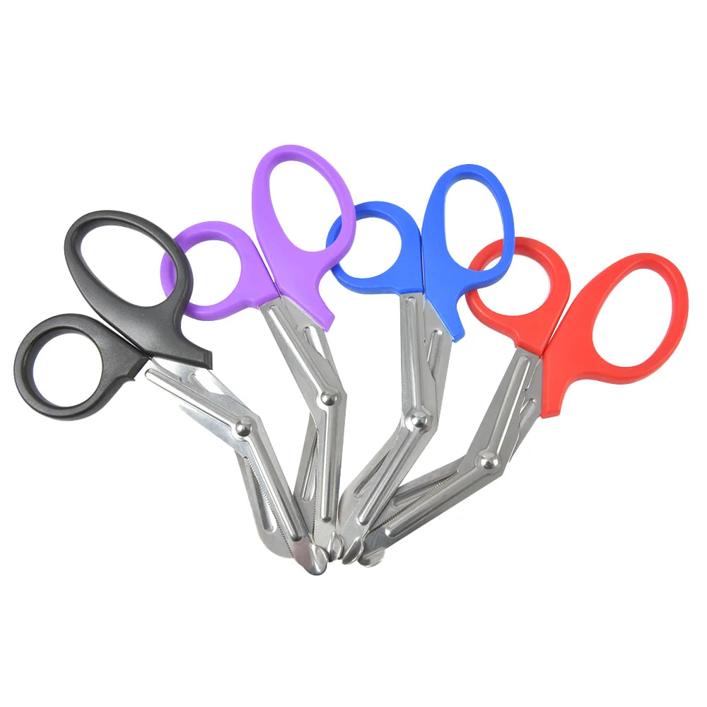 Stainless Steel Angled Head 15-19cm Medical Bandage Stainless Steel Serrated Scissors Outdoor Paramedic Bandage Scissors