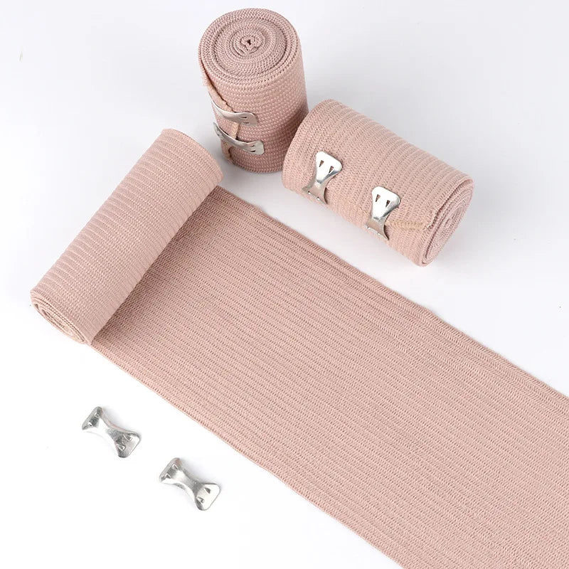 1pcs Elastic Bandage Wrap with Clips Wound Dressing Outdoor Sports Sprain Treatment Bandage Tape for First Aid Kits Protect