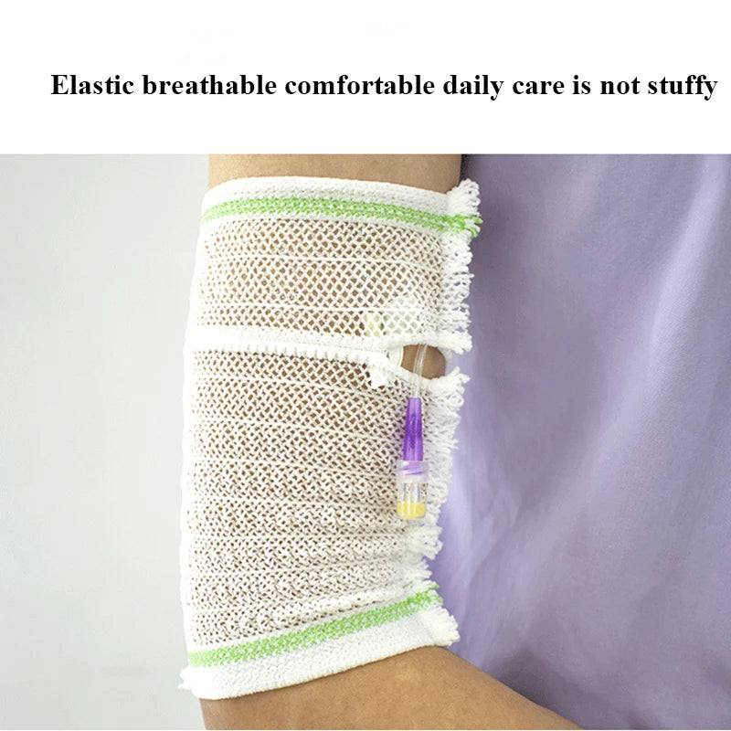 1Pc Breathable Medical Elastic Bandage PICC Mesh Nursing Protective Sleeve Cannulate Venous Indwelling Needle Fixation Sheath