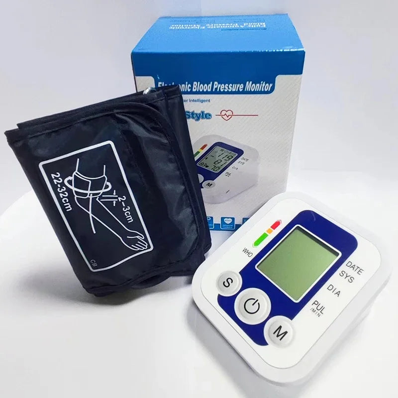 LCD Portable Health Care Pulse Meter BP Monitor Automatic Digital Arm Blood Pressure Monitor Tonometer Meter Sphygmomanometer
