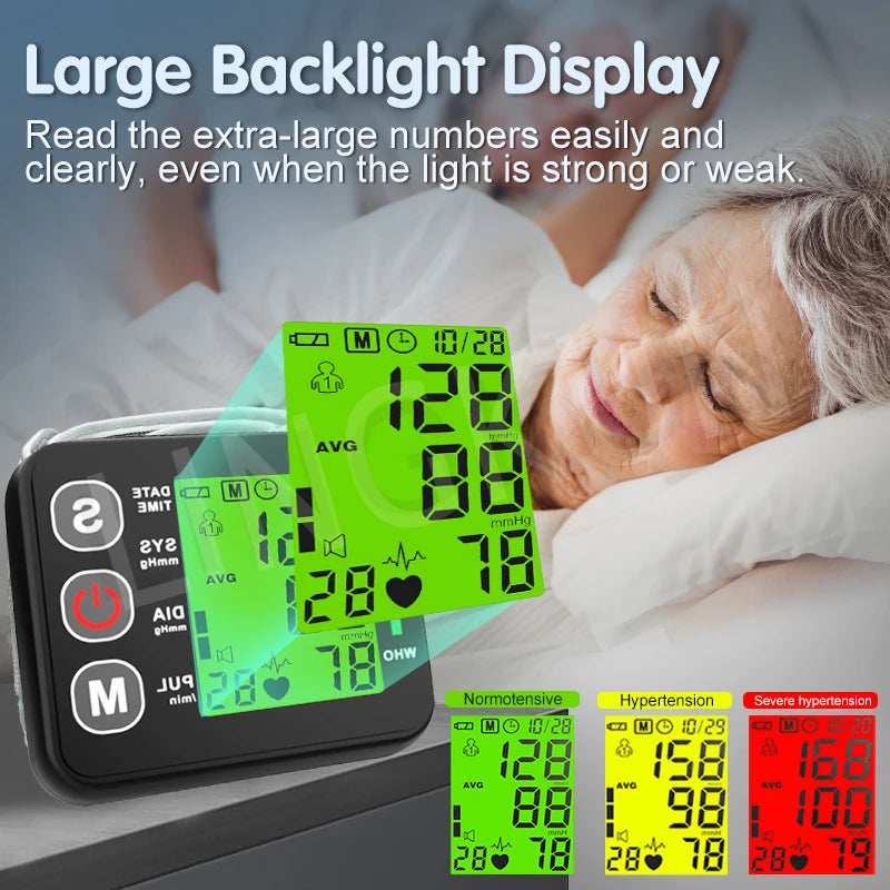 Electronic Bp Monitors High Accurate BP Monitors English Voice Wrist Blood Pressure Monitor Tonometer Digital Sphygmomanometer