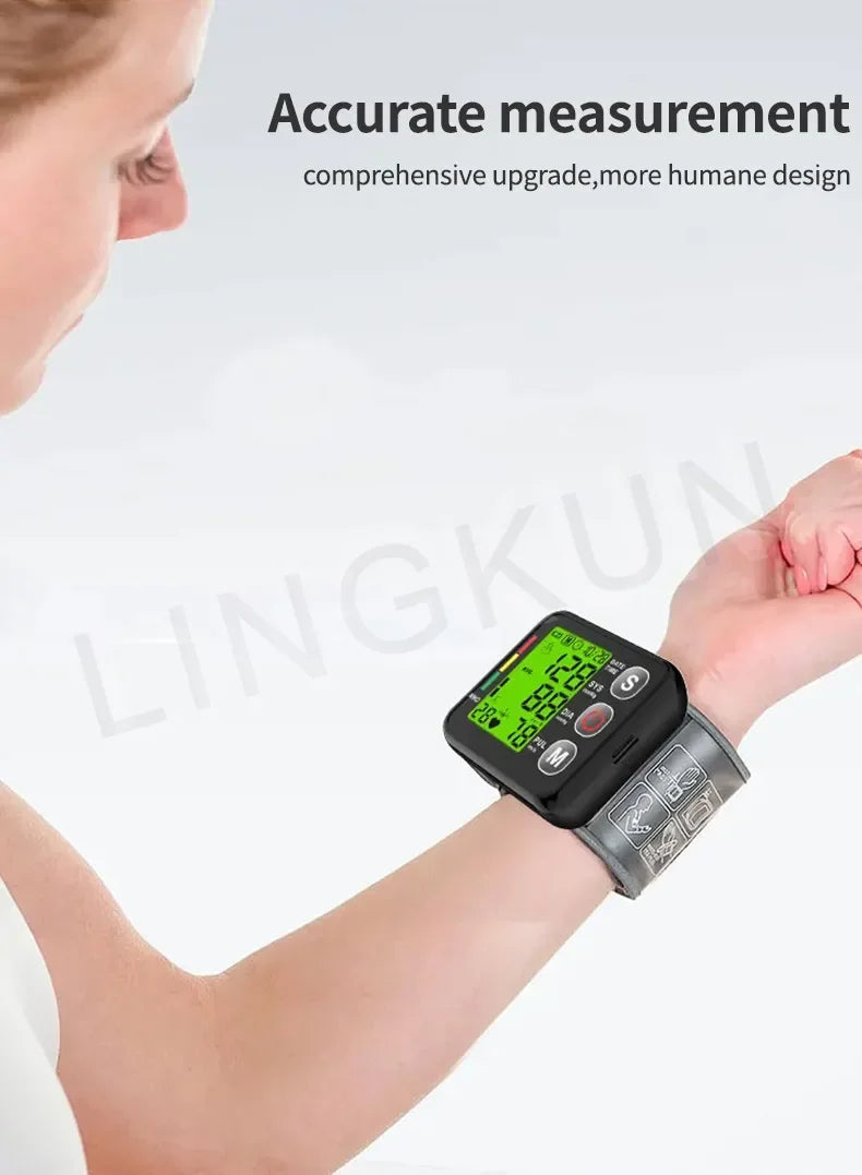 Electronic Bp Monitors High Accurate BP Monitors English Voice Wrist Blood Pressure Monitor Tonometer Digital Sphygmomanometer