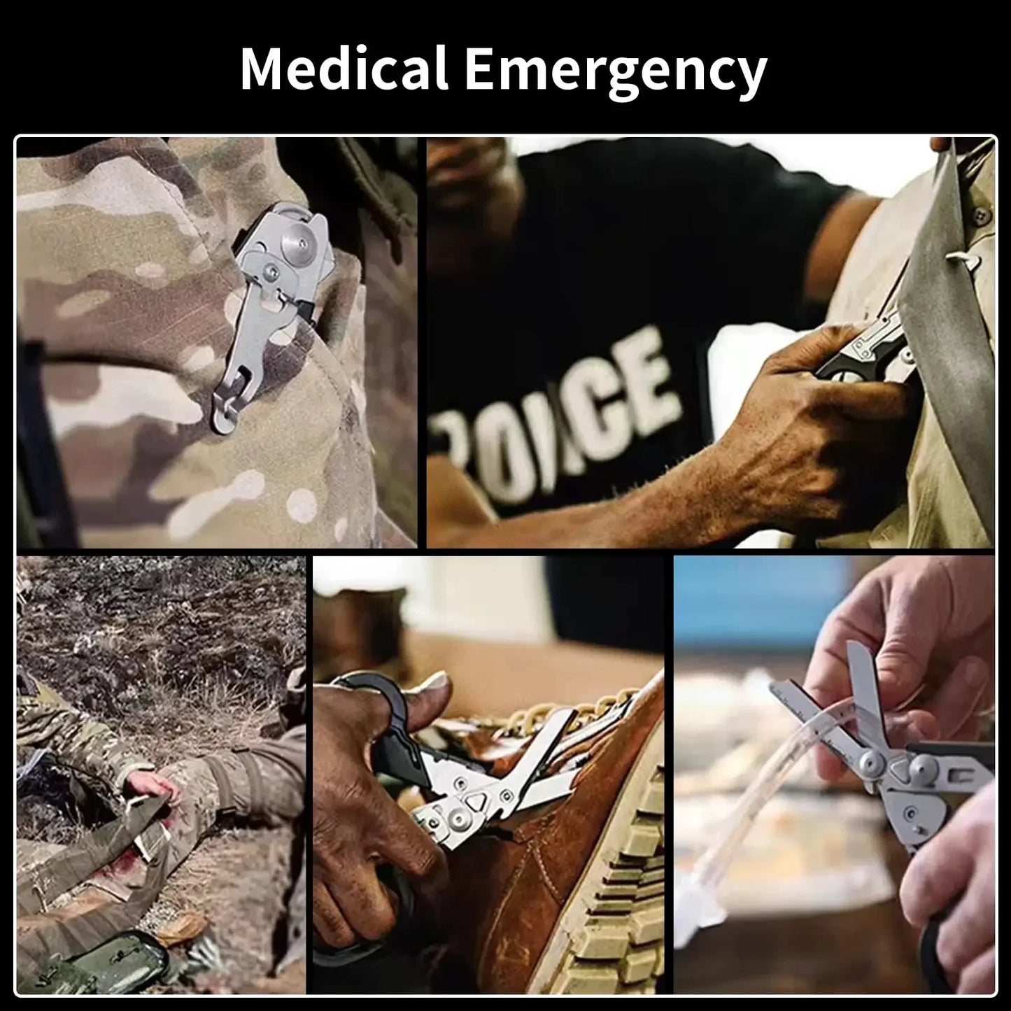 Emergency Medical Trauma Scissors Outdoor Camping Rescue Scissors Stainless Steel Multifunctional Folding Tactical Scissors