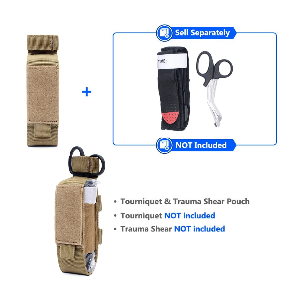 Molle Tactical Medical Scissor Pouch Tourniquet Holder EDC Waist Pack Hunting Military Accessory Flashlight Storage Holster Bag