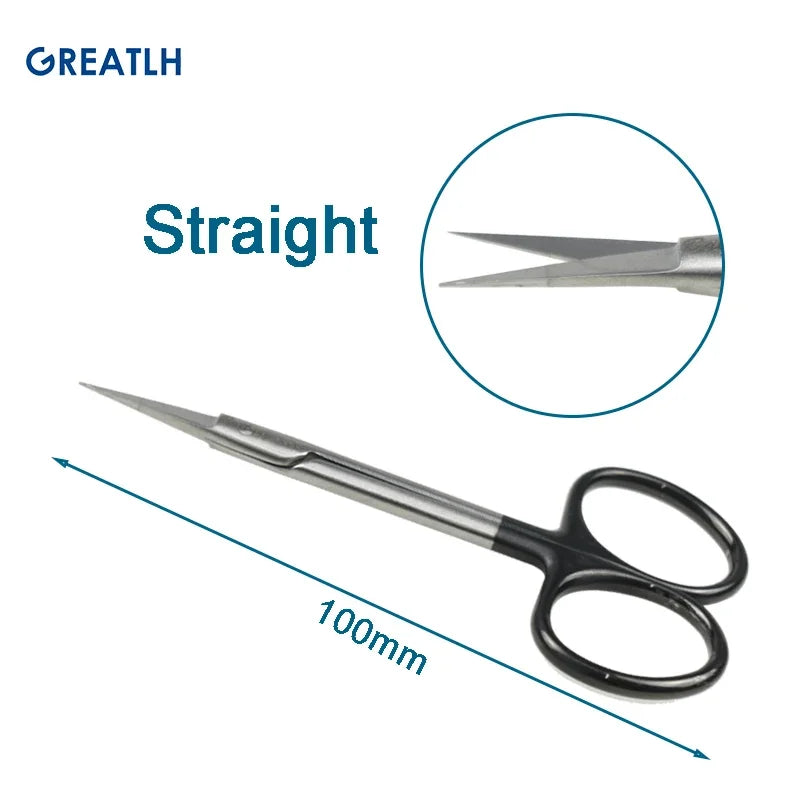 100mm Stainless Steel Cut Tissue Scissors Curved Straight Medical Scissors Black Handle Scissors Autoclavable