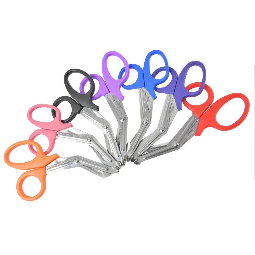 Stainless Steel Angled Head 15-19cm Medical Bandage Stainless Steel Serrated Scissors Outdoor Paramedic Bandage Scissors