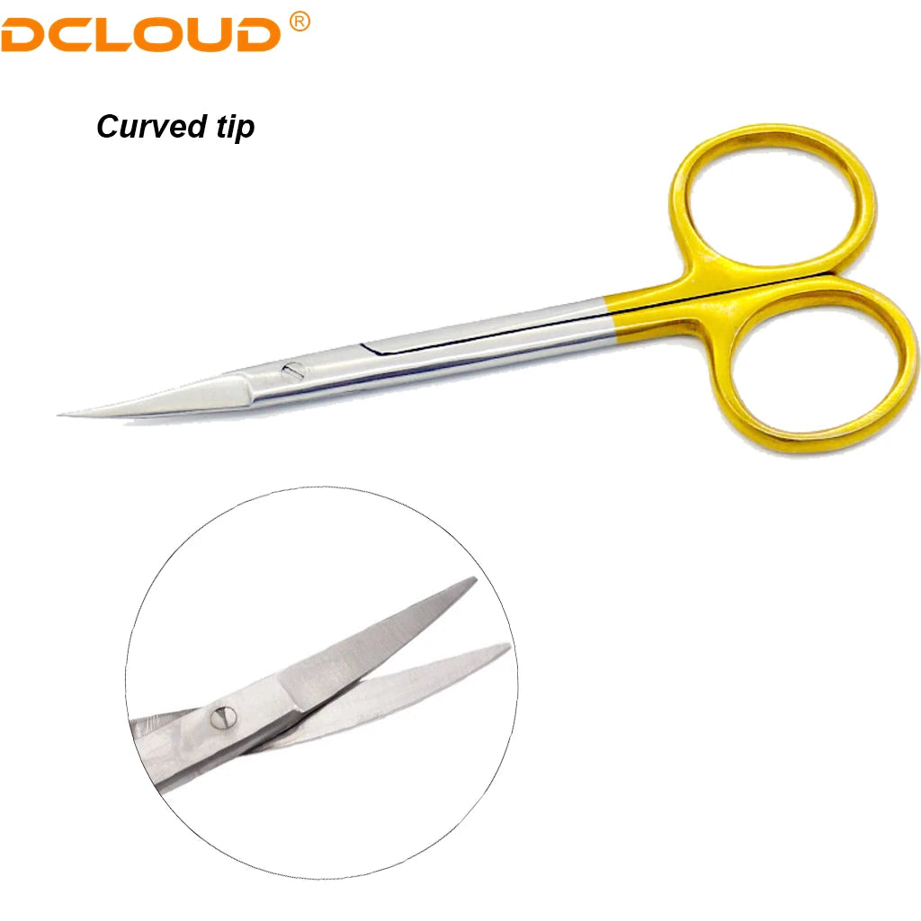 1Pc Dental Surgical Scissors Stainless Steel 11.5cm Needle Holder Plier Straight/Curved Tip Head Scissors Forceps Medical Tools