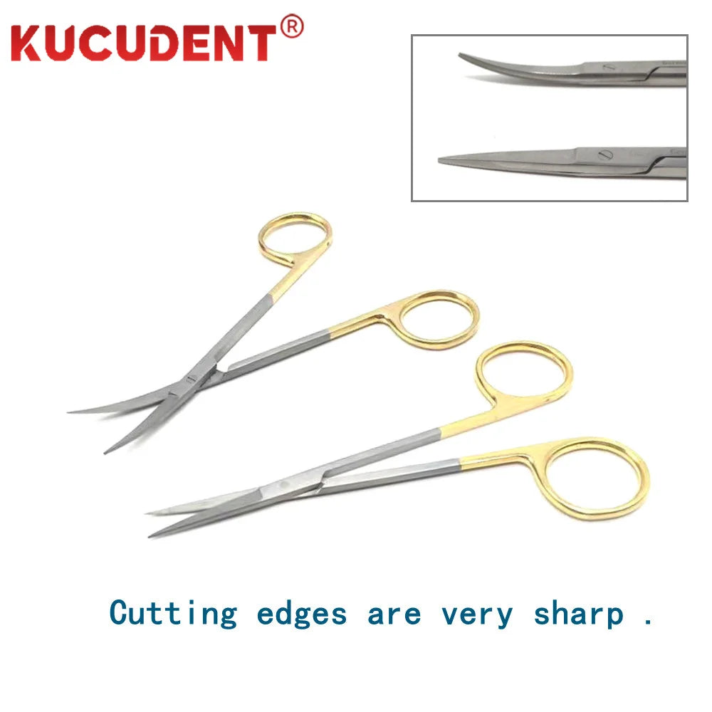 1Set Dental Micro Surgical Scissors Steel Medical Instrument Dissecting Tissue Cutting Plier Straight Curved Head Dentist Tools