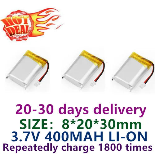 802030 polymer lithium battery 3.7V 400mAh blood glucose meter GPS locator early education machine point reading pen battery
