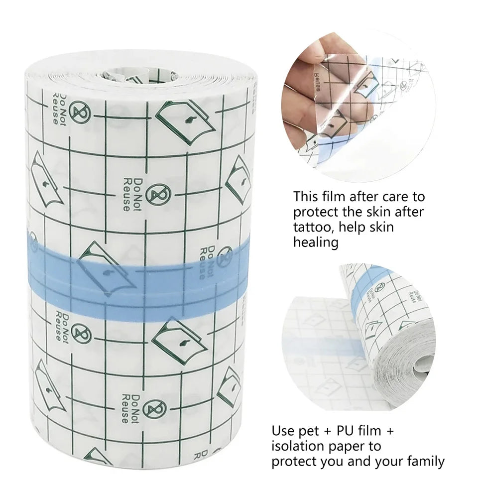 5/10m Waterproof Tattoo Film Aftercare Protective Skin Healing Tattoo Adhesive Bandages Repair Tattoo Accessories Supply PU Tape