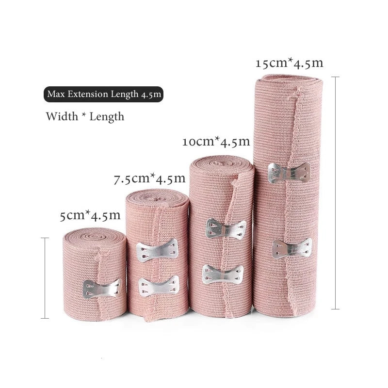 1pcs Elastic Bandage Wrap with Clips Wound Dressing Outdoor Sports Sprain Treatment Bandage Tape for First Aid Kits Protect