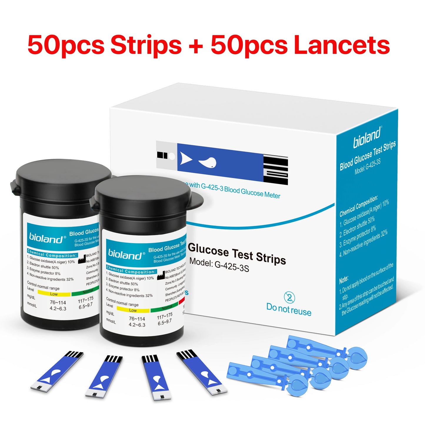 bioland Blood Glucose Meter G-425-2 test strips replacement Glucometer Diabetes Medical Lancets digital glucometer complete suit