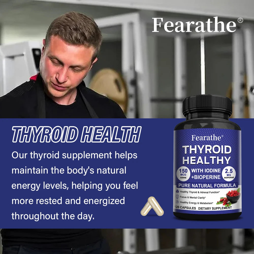 Fearathe Thyroid Support Complex Supplement - Energy, Focus, Boosts Brain Function and Metabolism, Concentration, Vitamin B12