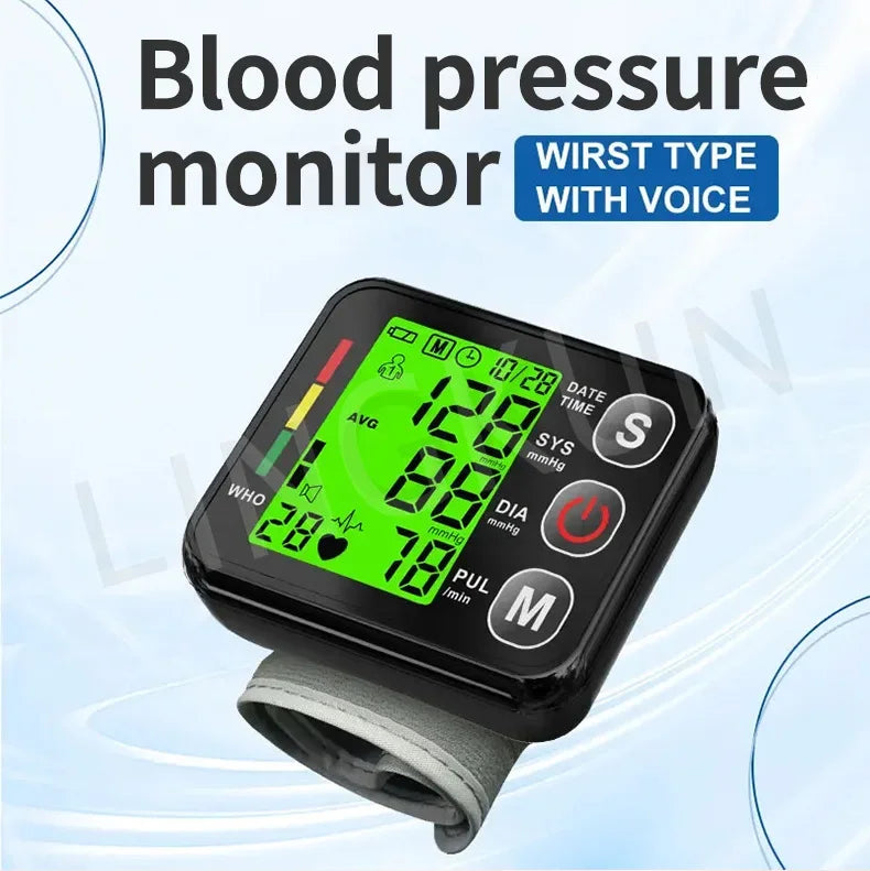 Electronic Bp Monitors High Accurate BP Monitors English Voice Wrist Blood Pressure Monitor Tonometer Digital Sphygmomanometer