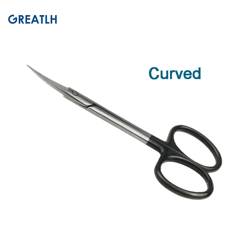 100mm Stainless Steel Cut Tissue Scissors Curved Straight Medical Scissors Black Handle Scissors Autoclavable