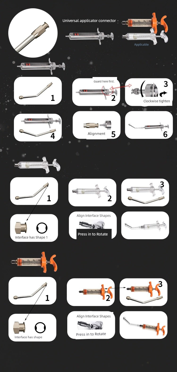 Syringe Veterinary Injection Device TPX Syringe Stainless Steel Injection Vaccine Metal Plastic Steel Breeding Syringe