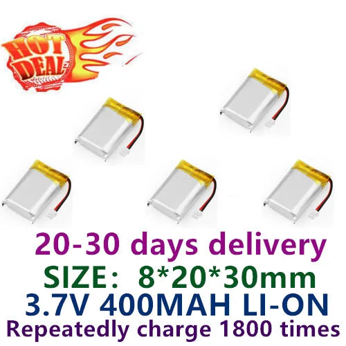 802030 polymer lithium battery 3.7V 400mAh blood glucose meter GPS locator early education machine point reading pen battery
